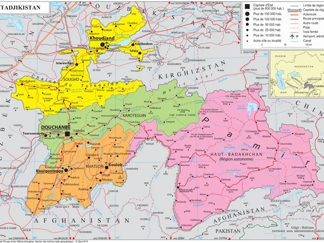 شهرها و مراکز نواحی ولایات در جمهوری تاجیکستان